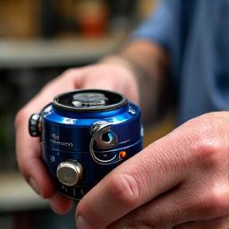 Fishing tackle expert demonstrating a high-end fishing reel