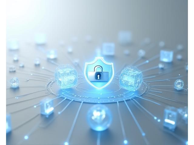 Illustration of secure online payment symbols and credit cards, emphasizing data protection