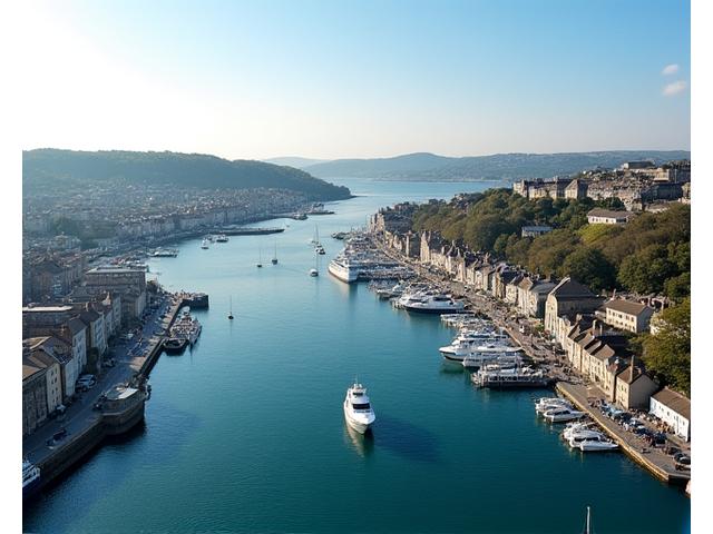 Aerial view of Plymouth Sound and Marina Lure's waterfront location